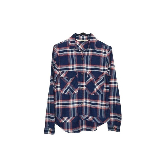 Zara Snap Front Flannel Shirt Plaid Pocketed High Low 100% Cotton Shacket XS - Picture 1 of 8